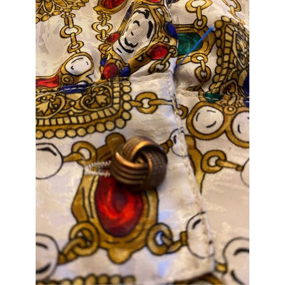 Vintage La Chime classic women’s gemstone GoldLink pattern silky Blouse, S/18 - Picture 3 of 6